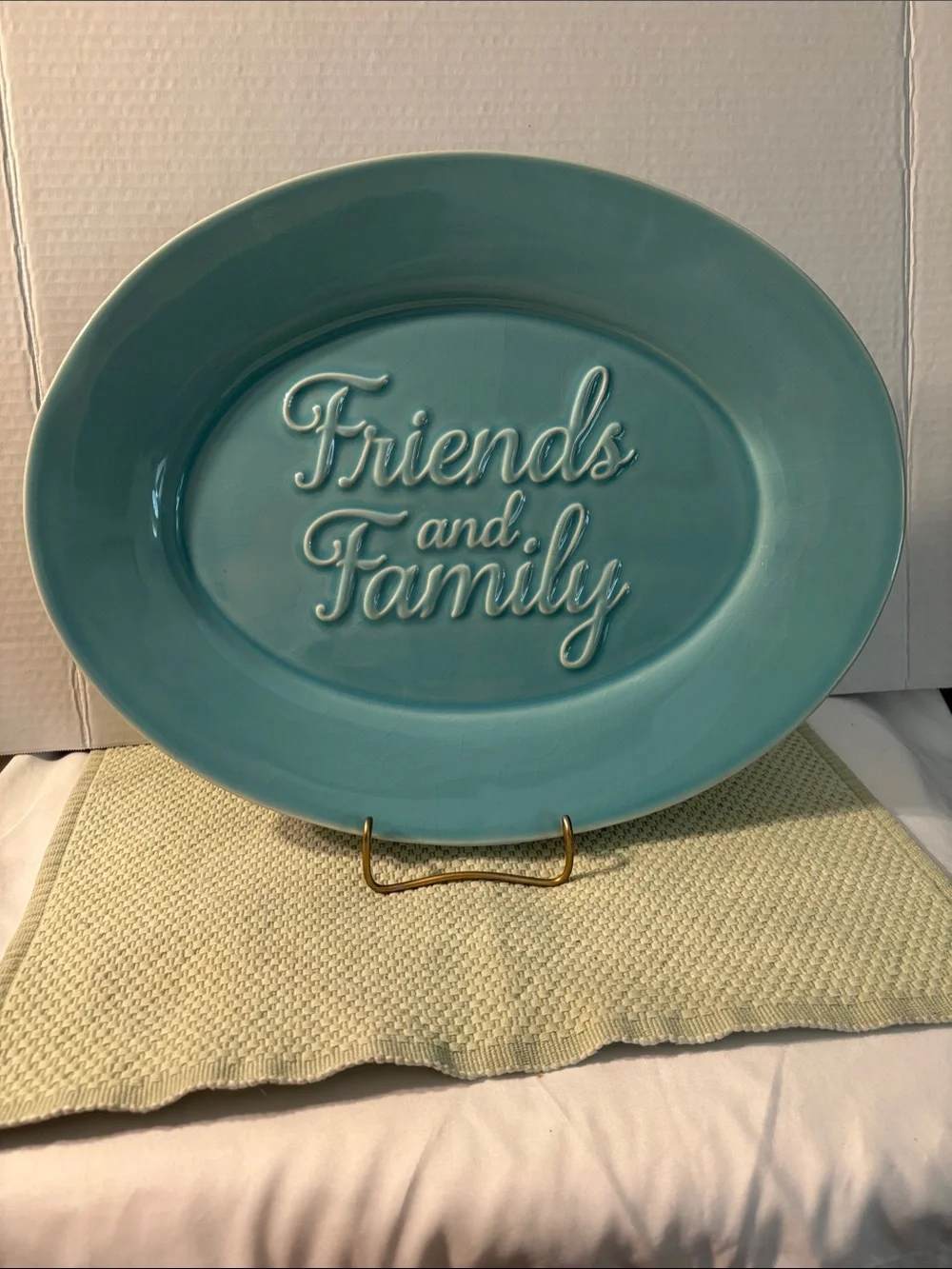 Pier 1 Imports Turquoise Friends and Family Earthenware Exclusive Platter